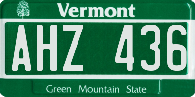 VT license plate AHZ436