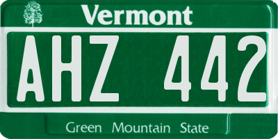 VT license plate AHZ442