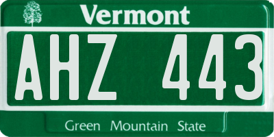 VT license plate AHZ443
