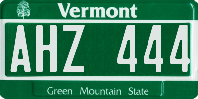 VT license plate AHZ444
