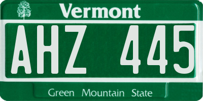 VT license plate AHZ445
