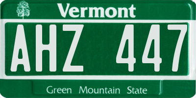 VT license plate AHZ447