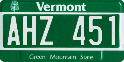 VT license plate AHZ451