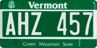 VT license plate AHZ457