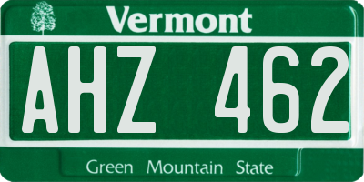 VT license plate AHZ462