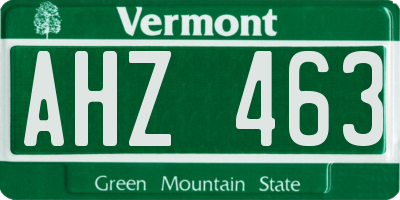 VT license plate AHZ463