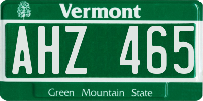 VT license plate AHZ465