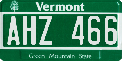 VT license plate AHZ466