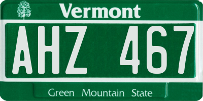 VT license plate AHZ467