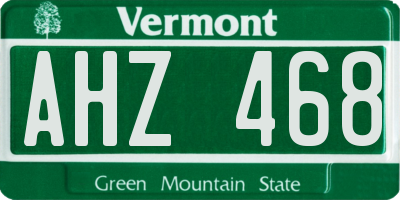 VT license plate AHZ468