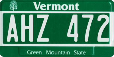 VT license plate AHZ472