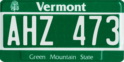 VT license plate AHZ473