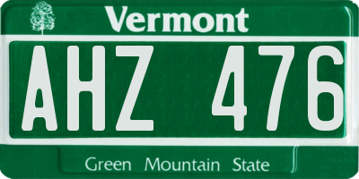 VT license plate AHZ476
