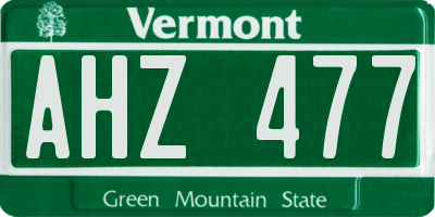 VT license plate AHZ477