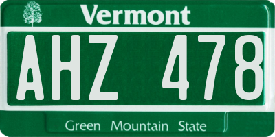 VT license plate AHZ478