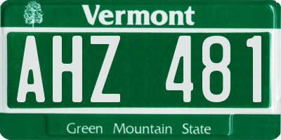 VT license plate AHZ481