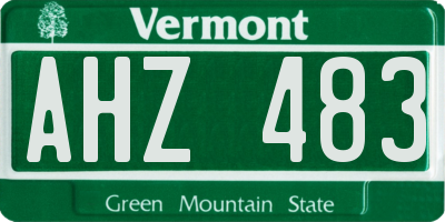 VT license plate AHZ483