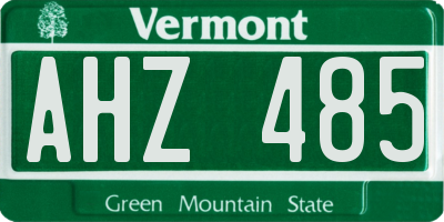 VT license plate AHZ485