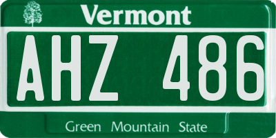 VT license plate AHZ486