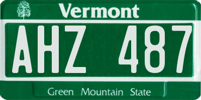 VT license plate AHZ487