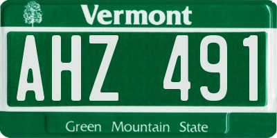VT license plate AHZ491