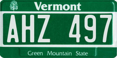 VT license plate AHZ497