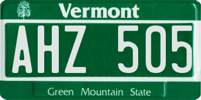 VT license plate AHZ505