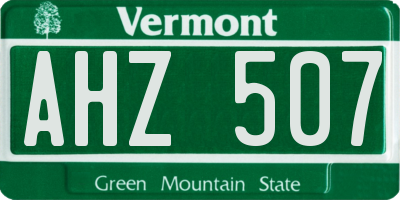 VT license plate AHZ507