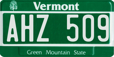 VT license plate AHZ509