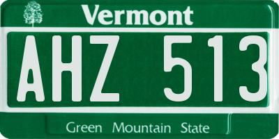 VT license plate AHZ513