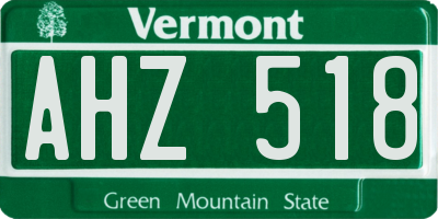 VT license plate AHZ518
