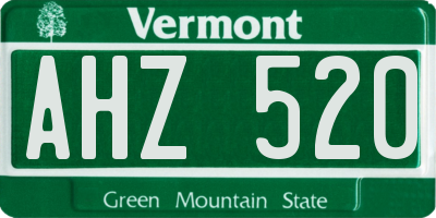 VT license plate AHZ520