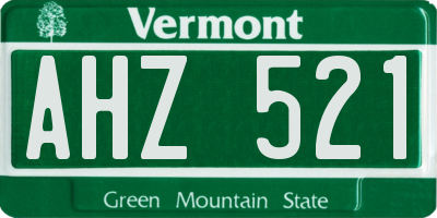 VT license plate AHZ521
