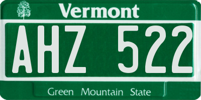 VT license plate AHZ522