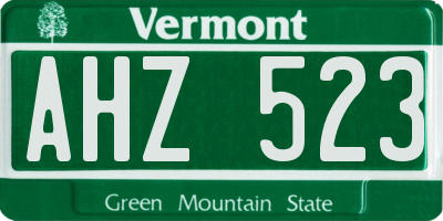 VT license plate AHZ523