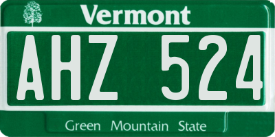 VT license plate AHZ524