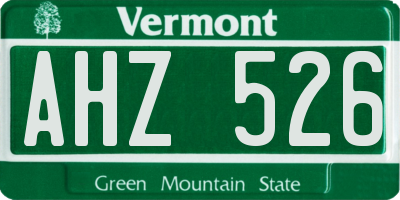 VT license plate AHZ526