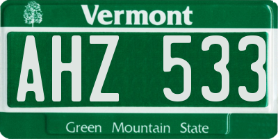 VT license plate AHZ533