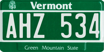 VT license plate AHZ534