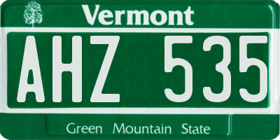 VT license plate AHZ535