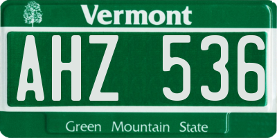 VT license plate AHZ536