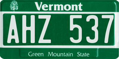 VT license plate AHZ537