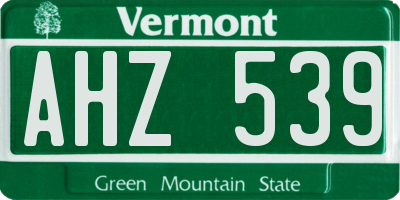 VT license plate AHZ539