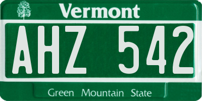 VT license plate AHZ542