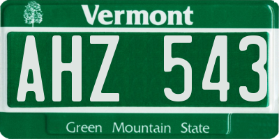 VT license plate AHZ543