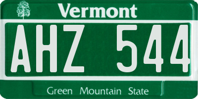 VT license plate AHZ544