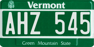VT license plate AHZ545