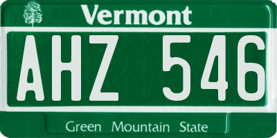 VT license plate AHZ546