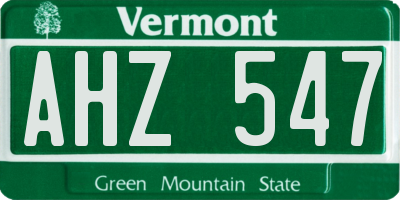 VT license plate AHZ547