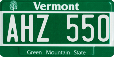 VT license plate AHZ550